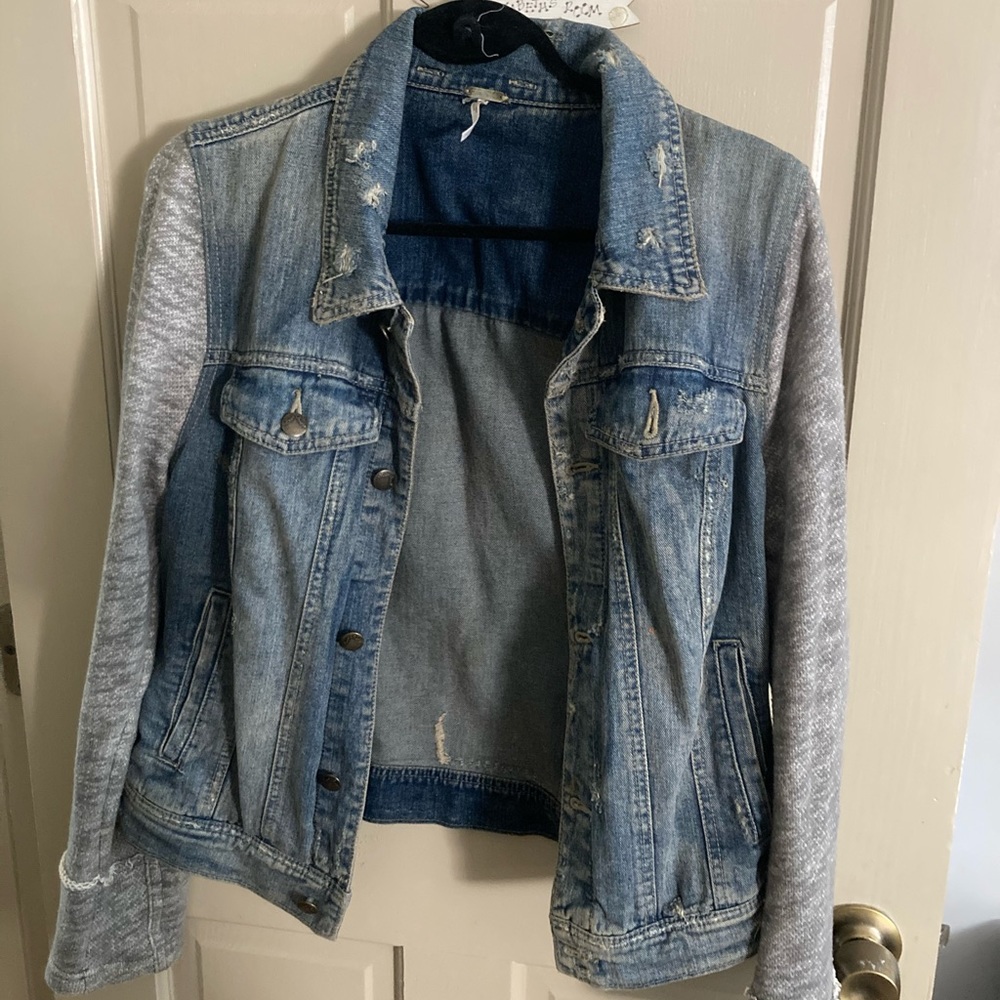 Free People Jean Jacket with fabric arms